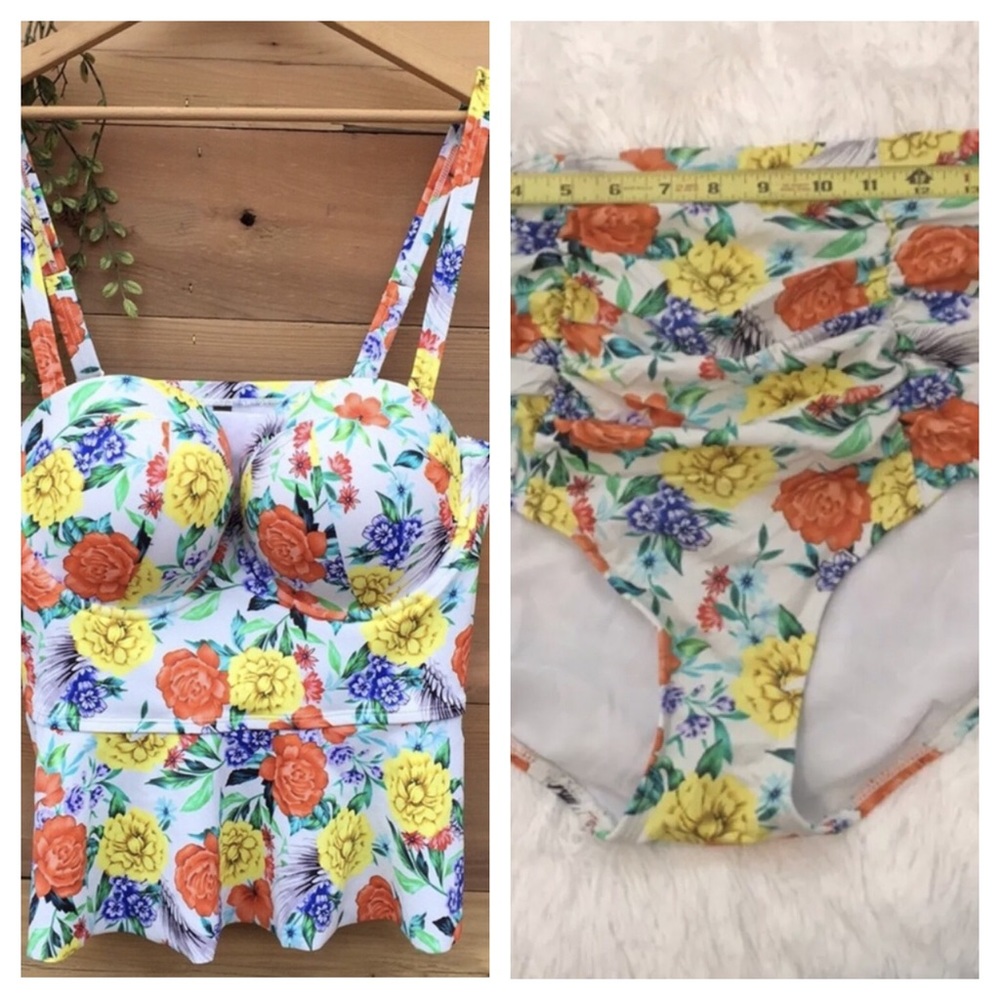 Torrid swim suit set floral ruffel peplum bikini